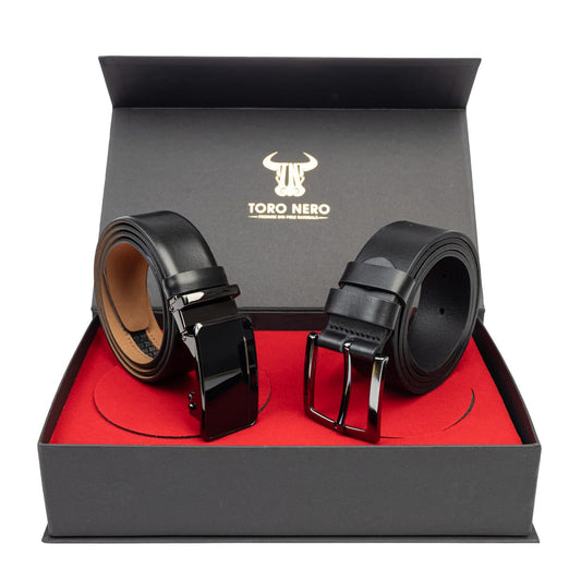 set-cadou-curea-barbati-piele-naturala-casual-elegant-negru-Soft-Smooth