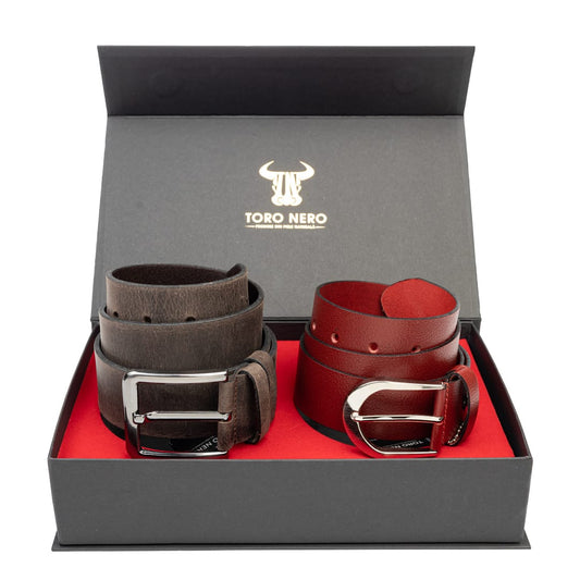 set-cadou-curea-femeicurea-barbati-piele-naturala-rosu-maro-Thick-Industrial