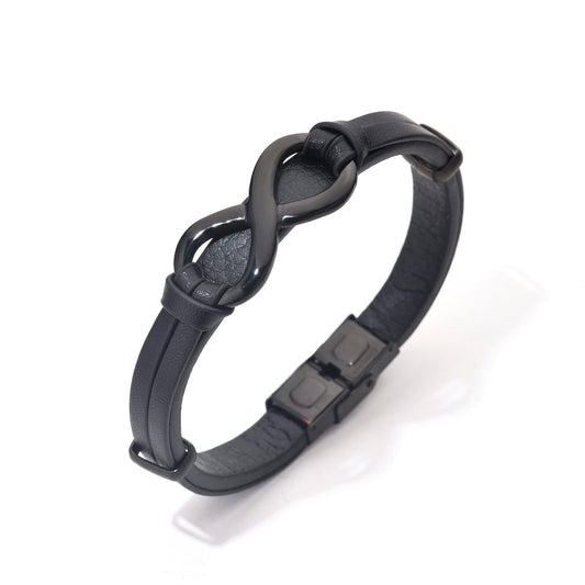 Bratara-barbati-piele-naturala-negru-Infinit mare1.jpg