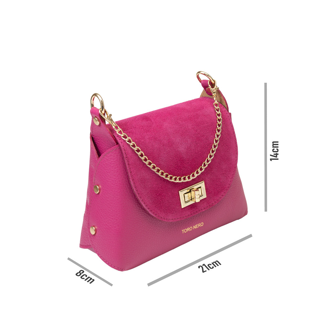 Geantă damă din piele intoarsa naturala,fucsia Raisa