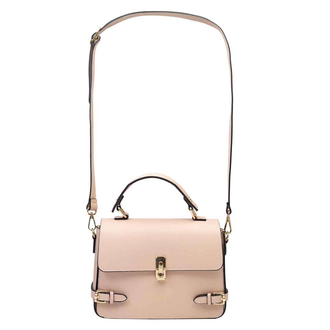 Geanta dama din piele naturala roz pal Iasmina