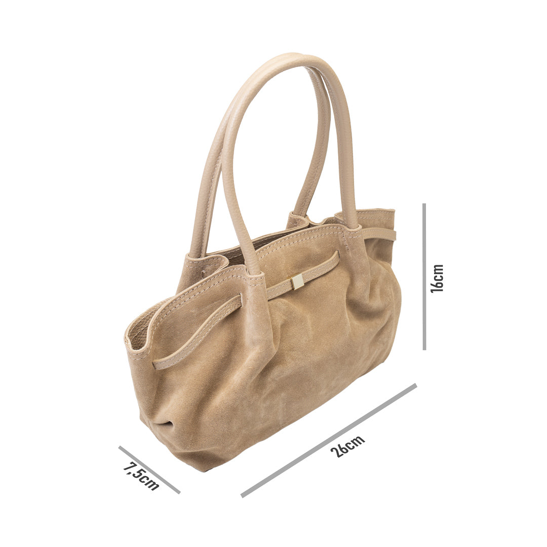 Geantă damă din piele naturala taupe deschis Elena