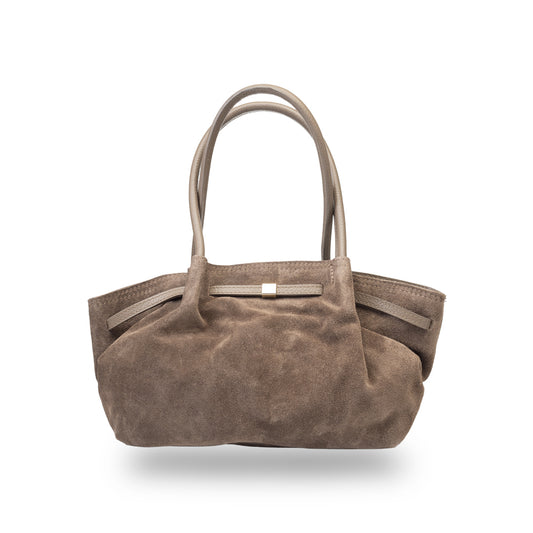 Geantă damă din piele naturala taupe inchis Elena