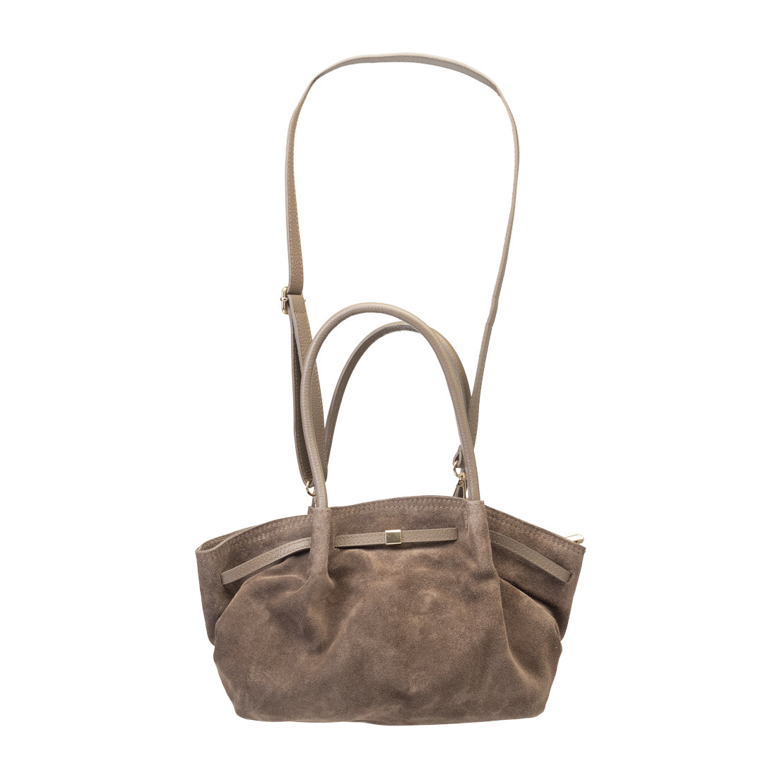 Geantă damă din piele naturala taupe inchis Elena
