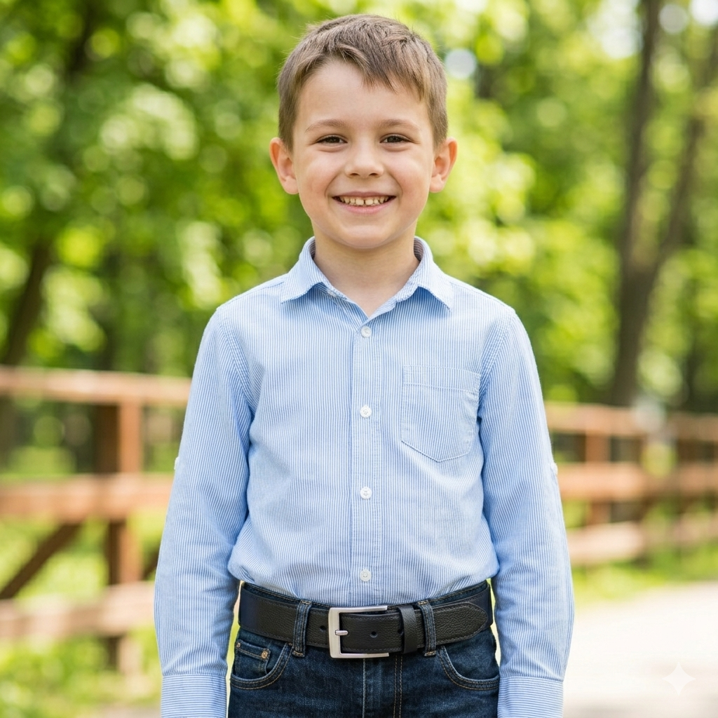 Curea copii din piele naturala neagra Slim shady kids