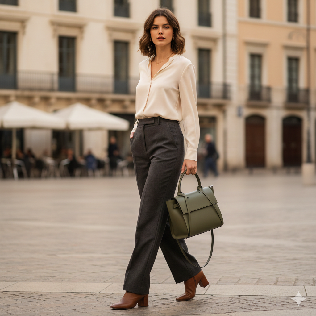 Geantă damă din piele naturala verde armi Erika
