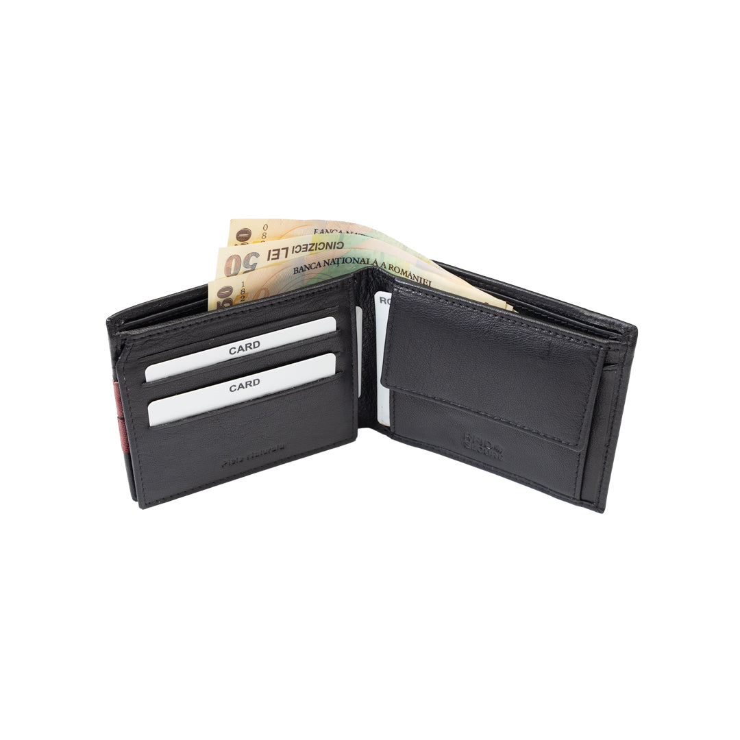 Portofel barbati din piele naturala negru Carol,protectie RFID