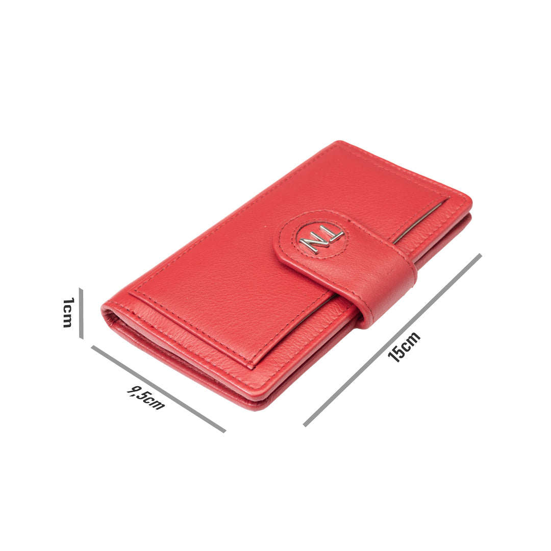Portofel femei din piele naturala rosu Mia,protectie RFID