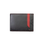 Portofel barbati din piele naturala negru-rosu Vox,protectie RFID